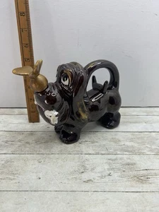 Vintage Kitsch Hound Dog Brown Glass Decanter Japan Redware With Cork Free Post - Picture 1 of 11