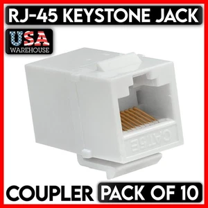 10PCS RJ45 CAT5e Keystone Jack Inline Coupler Female to Female Type CAT5 - White - Picture 1 of 3