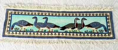 Tapiz egipcio tejido a mano colgante de pared arte popular Egipto lana gansos copetudos Foto 1 de 4