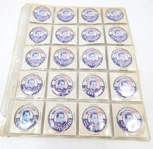 2H Set Of 20 VTG Wallace For President Campaign Pinback Buttons - Picture 1 of 3