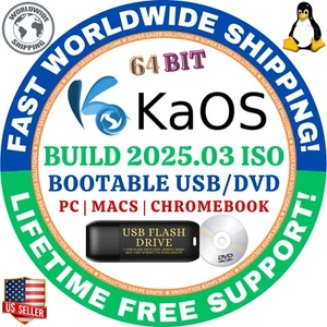 KAOS LINUX OS BUILD 2025.03 | 64BIT | USB, DVD | LIVE/FULL INSTALL | FAST SHIP - Picture 1 of 5