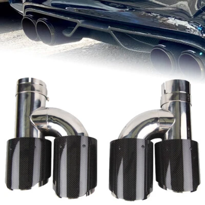 Tubo de escape doble de fibra de carbono para BMW 63 MM de entrada 89 mm de salida 2X H Foto 1 de 4