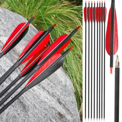 33'' Carbon Arrows ID6.2mm Natural Feathers Archery Compound Recuver Bow Target  - Image 1 of 4