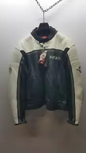Giubbotto Vintage Ducati Meccanica In Pelle Nero Bianco TG 60 981530019 - Imagen 1 de 6