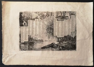 Félix Oudart. Calendrier pour 1881. Eau-forte - Picture 1 of 1
