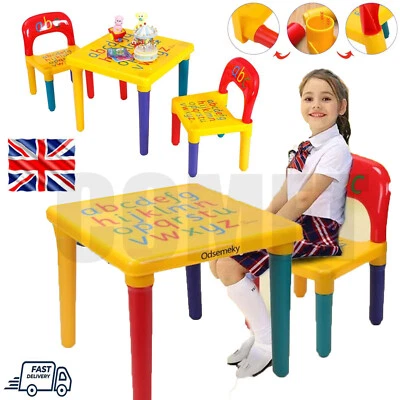 Kids Table and Chair Set ABC Alphabet Children Plastic Toddlers Childs School UK - Image 1 of 4