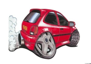 VOLKSWAGEN VW POLO RED  Koolart Cartoon Caricature Car Print - A3 Size - 638 - Picture 1 of 1