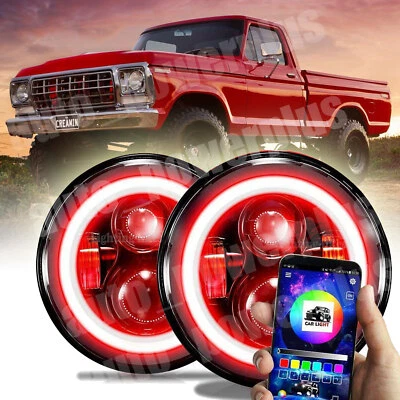 Faros LED de 7" para camioneta Ford F-100 F-250 F-350 1953-1977 haz sellado DRL Foto 1 de 4