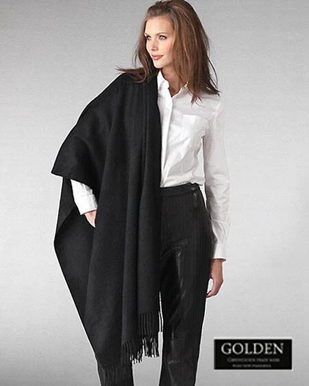 XL BLACK SOLID Pashmina SHAWL 100% Cashmere PLAIN THROW TRAVEL BLANKET 125X250cm - Image 1 of 1