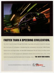 1998 ISUZU Rodeo Vintage Original Print AD - Black car photo ligth night town - Picture 1 of 1
