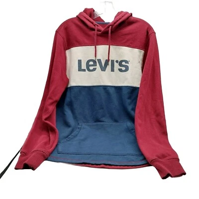 Sudadera con capucha suéter para hombre Levi's talla mediana roja blanca azul Bilco Foto 1 de 4
