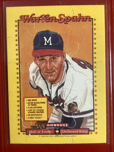 WARREN SPAHN 63-Piece Puzzle Set 1989 Donruss NOT ASSEMBLED Still Perfect !! - Picture 1 of 3