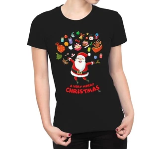 Camiseta 1Tee Mujer Feliz Navidad Papá Noel Rodeada de Favoritos - Imagen 1 de 25