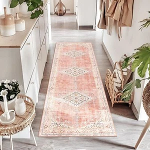 2x6 Pink Runner Rug Long Rugs for Hallway Entryway Laundry Room Bathroom Bedr... - Picture 1 of 6