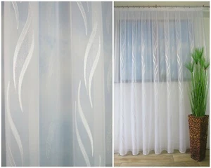 Gardine Store Voile Muster Weiß Silber Hochwertige & Weiche Qualität NACH MAß - Bild 1 von 5