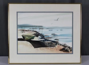 Betty C. Boyle, Indiana Original Aquarell Gemälde Maritim Landschaft Boote - Bild 1 von 9