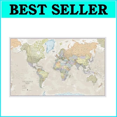 Póster Mapa Político del Mundo Gran Formato - Laminado y Pliegue - Entrega Gratis Foto 1 de 4