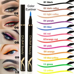 Women Quick-drying Cat Eyes Makeup Eye Liner Pen Neon Colorful Liquid Eyeliner - Picture 1 of 23