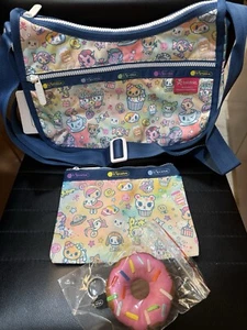 NWT LeSportsac Tokidoki Donutella Crossbody Shoulder Bag Hobo Pouch And Charm - Picture 1 of 5