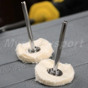 10Pcs 25mm White Cotton Wheel Pad Brushes Polishing Shank Rotary Tool Tool - Picture 1 of 12