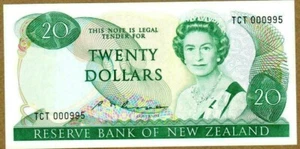 NEW ZEALAND 20 DOLLARS P-173 B 1985 BIRD FLOWER QUEEN AUNC RARE MONEY BANK NOTE - Picture 1 of 2