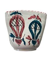 J W Co Italy Flower Pot Hot Air Balloons Painted Glazed Signed 76/186/ 11 *READ
