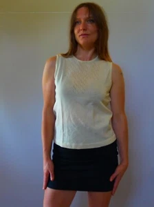 Vintage 60s unused 10 S cream fine wool  knit sleeveless top ‘Carlton' - Picture 1 of 5