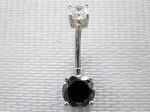 2.65ctw BLACK DIAMOND BELLY RING,DOUBLE,FREE DIAMOND TESTER,CERTIFICATE,REAL DIA - Picture 1 of 12