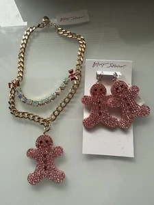 Betsey Johnson Rosa Bling Conjunto Collar y Pendientes - Imagen 1 de 4