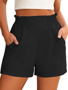 Women Summer Casual Shorts Elastic High Waisted Wide Leg Cute Dressy Beach Sh... - Picture 1 of 5