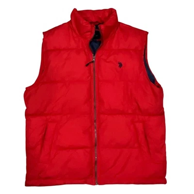 U.S. Polo Assn. Mens Puffer Vest Red Sleeveless Full Zip Padded Warm L - Image 1 of 4