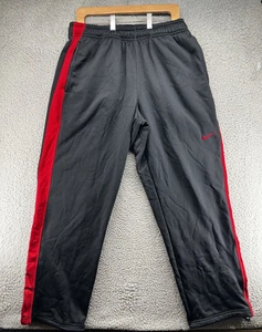 Nike Therma-Fit Pants Mens XL Black Red Athletic Track Joggers Fleece Warm - Picture 1 of 7