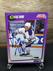 1991 Score American Craig Muni #67 Edmonton Oilers In-Person ON-CARD AUTO - Picture 1 of 2