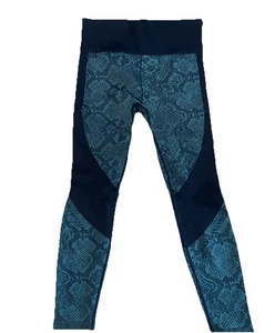 Joylab Leggings Damen M hoher Bund Schlangenleder türkis grün und schwarz Farbblock - Bild 1 von 8