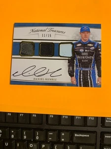 2017 NATIONAL TREASURES DANIEL HEMRIC 11/15 AUTOGRAPH TRIPLE RACE USED MATERIALS - Picture 1 of 1