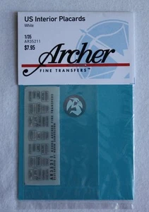 Archer 1/35 US AFV Interior Placards (Black on White Background) (for 2) AR35211 - Picture 1 of 1
