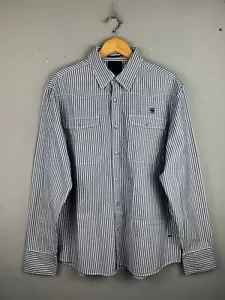 G-Star Raw shirt mens XXL Western Blue Striped long sleeve - Picture 1 of 8