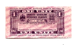 1 WW2 CANADÁ CANADIENSE GASOLINA GASOLINA RACIÓN CUPÓN BOLETO TIEMPO DE GUERRA - Imagen 1 de 2