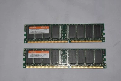 2x256MB (512MB TOTAL) HYNIX HYMD232646D8J-D43 PC3200U-30330 DDR CL3 DDR RAM - Image 1 of 4