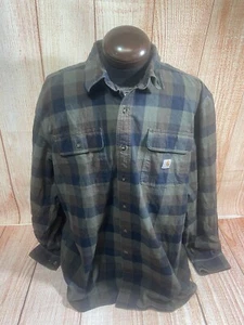 Cathartic 2XLT Heavy Cotton LS BF Shirt Green Brown & Black - Picture 1 of 6