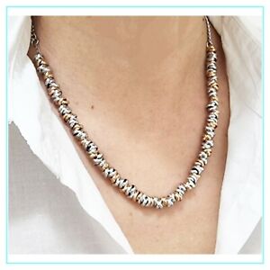 Collana da donna in acciaio con nodini intrecciati catena colore argento rame