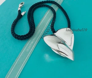 18" Tiffany & Co Gehry riesiger Herz Anhänger Kordel Halskette Silber 28gr mit Box-Auth - Bild 1 von 8