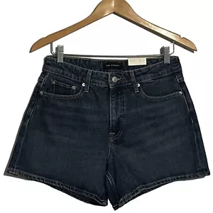 Free Assembly Womens Midi Jean Shorts Size 6 Finished Hem Dark Wash - Picture 1 of 10
