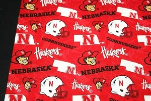 Nebraska Cotton Fabric ONE YARD Cornhuskers 36" x 42" NCAA Material Football - Picture 1 of 3