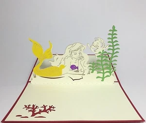 Little Mermaid Pop Up Card. Handmade Cute Kid's Birthday/Thank You/Get Well Card - Picture 1 of 8