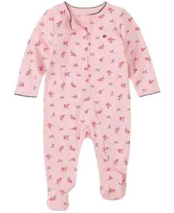 NWT TOMMY HILFIGER Baby Girls Zip-Front Floral Footsie Coverall Sleepers, 6/9 M - Picture 1 of 2