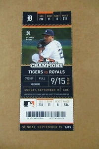 DETROIT TIGERS VS ROYALS 9/15/2013 FULL TICKET ~ AVILA (2 HRs)/SCHERZER 12K's - Picture 1 of 1