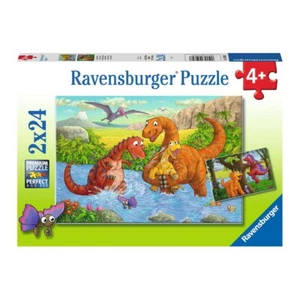 Ravensburger Puzzle Infantil 2x24 Piezas Jugando Dinos | Puzzle a partir de 4 años - Imagen 1 de 3