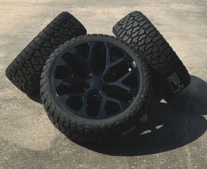 Black Snowflake 22" Wheels Blackhawk R/T Tires Chevy Tahoe Silverado Suburban - Picture 1 of 6