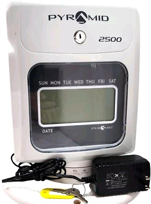 Pyramid 2500 Time Clock Time Systems Small Business, Power Cord & Keys See Video - Image 1 of 4